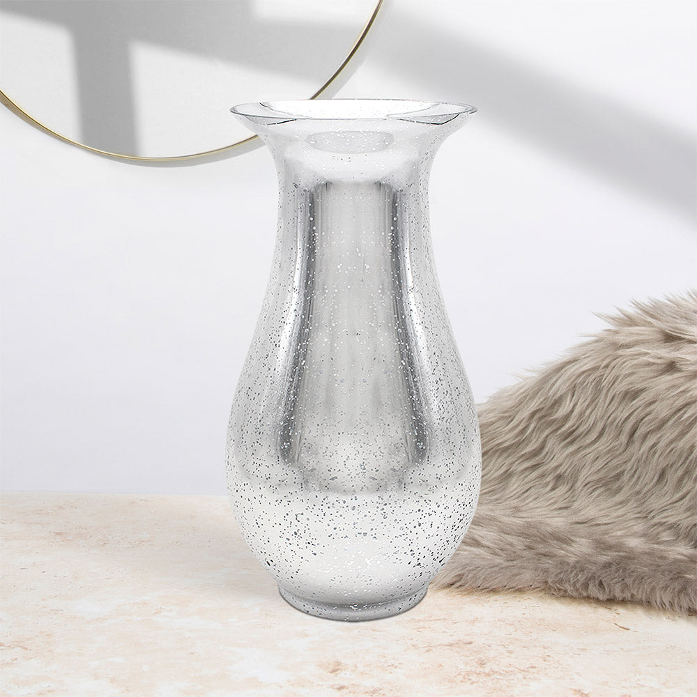 Silver Glass Vase Vincenza 40x21cm Glitter Burst
