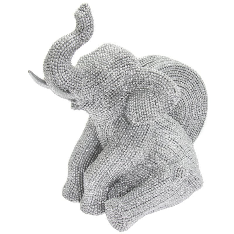 Silver Art Elephant Diamante Holding 4pcs Glittery Coasters