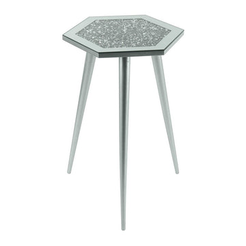 Mirrored Glass MultiCrystal Hexagon Side Table 33x29x50cm - Bonnypack