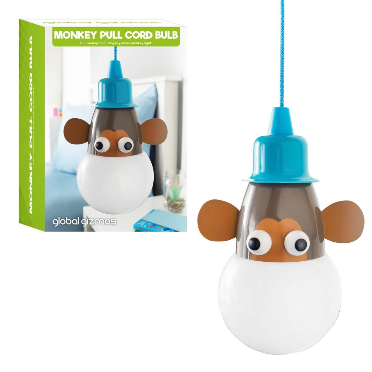 Monkey Portable Pull Cord LED Light Bulb Shaped Desk Lamp - Bonnypack