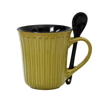 Mustard Fine China Mug Spoon on Handle Cup - Bonnypack