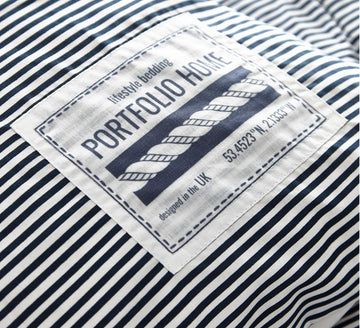 Navy Nautical Stripes Quilted Bed Throwover Bedspread