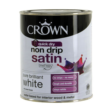 Crown Interior Wood Paint - 0.75L Pure Brilliant White