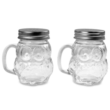 Owl Shaped Glass Salt and Pepper Shaker Jars - Bonnypack