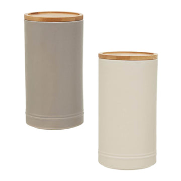 Pack of 2 1450ml Stoneware Kitchen Storage Jars Canisters