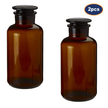 2pc 500ml Apothecary Amber Glass Storage Jar Set
