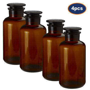 4pc 125ml Apothecary Amber Glass Storage Jar Set