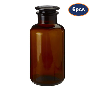 6pc 125ml Apothecary Amber Glass Storage Jar Set