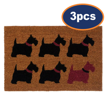 3pcs Non Slip Scottie Dog Coir Floor Mat