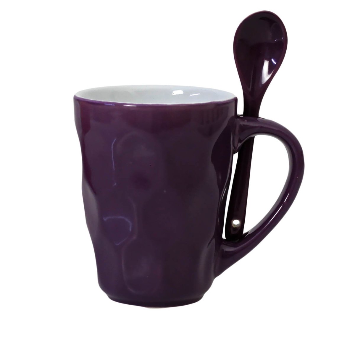 Purple Fine China Mug Spoon on Handle Cup - Bonnypack