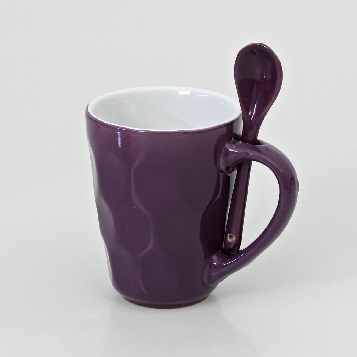 Purple Fine China Mug Spoon on Handle Cup - Bonnypack