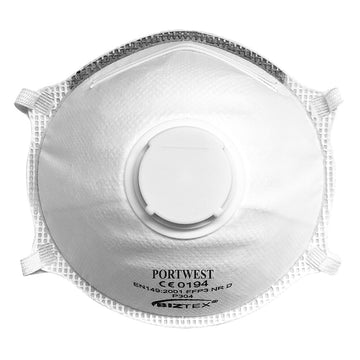FFP3 Valved Dolomite Light Cup Respirator, White, 10 pcs