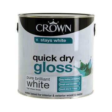 Crown Quick Dry Gloss Paint - 2.5L Pure Brilliant White