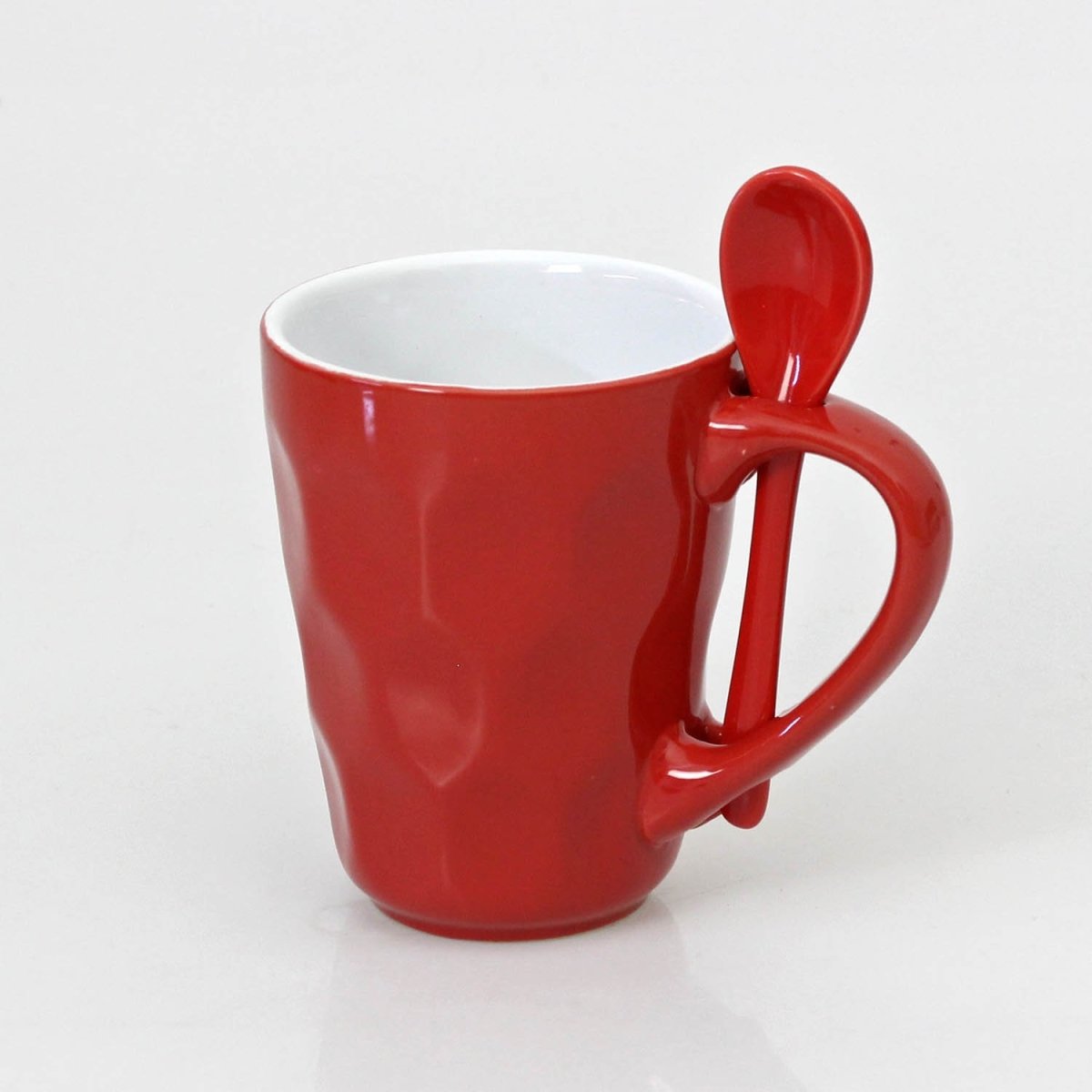 Red Fine China Mug Spoon on Handle Cup - Bonnypack