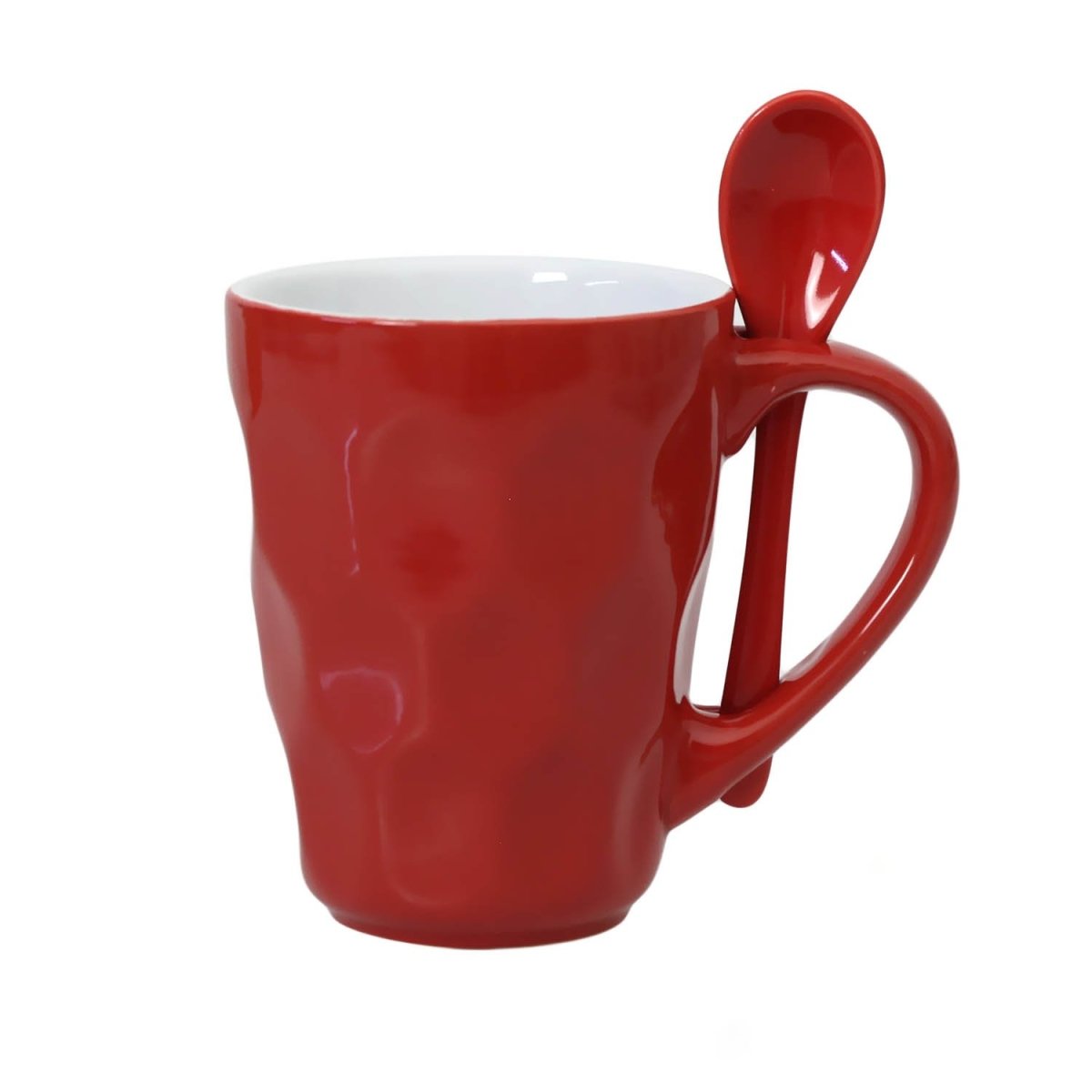Red Fine China Mug Spoon on Handle Cup - Bonnypack