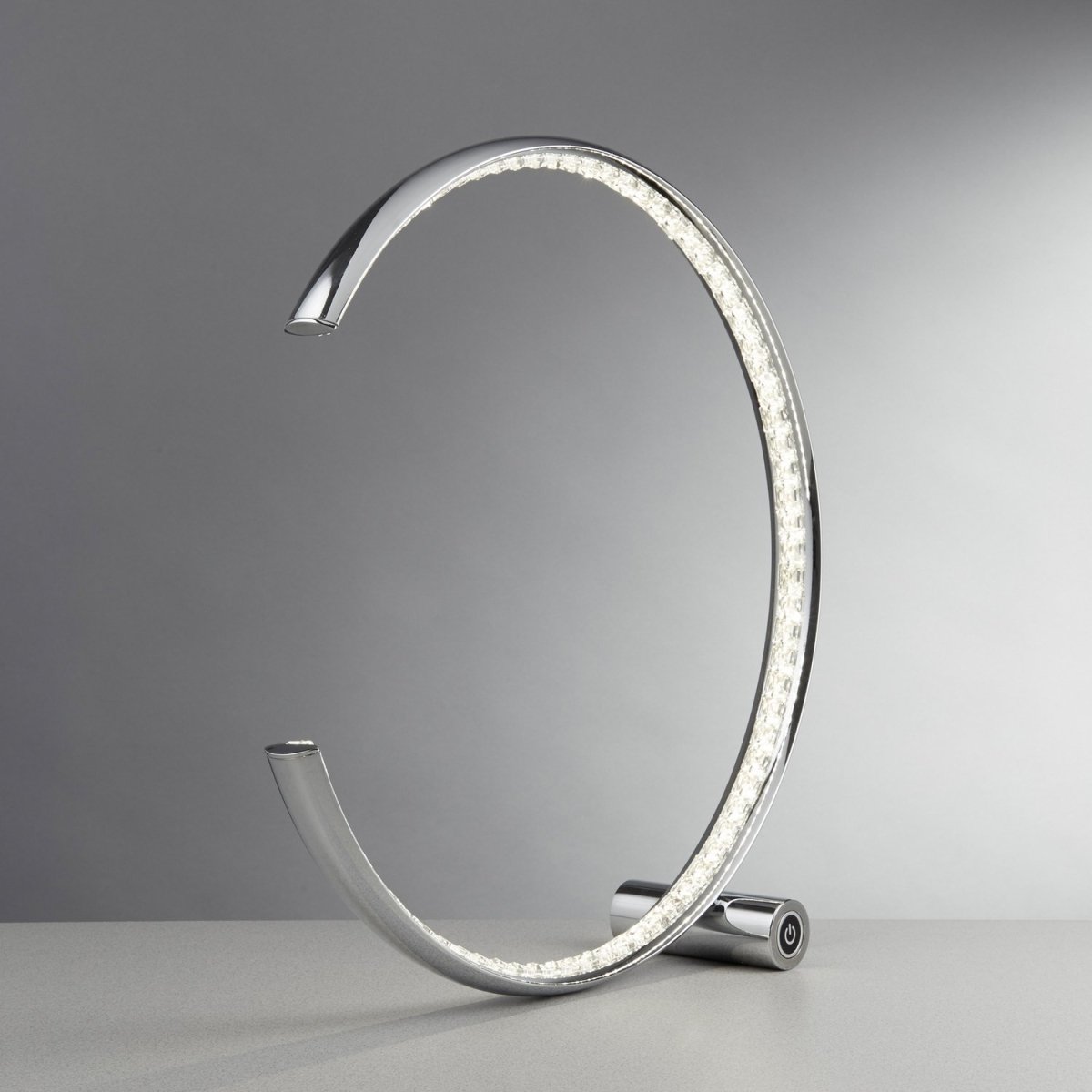 Rings LED Chrome Clear Crystal Semi Circle Coffee Table Lamp Light - Bonnypack