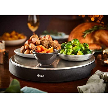 Swan Silver Cordless Heated Lazy Susan