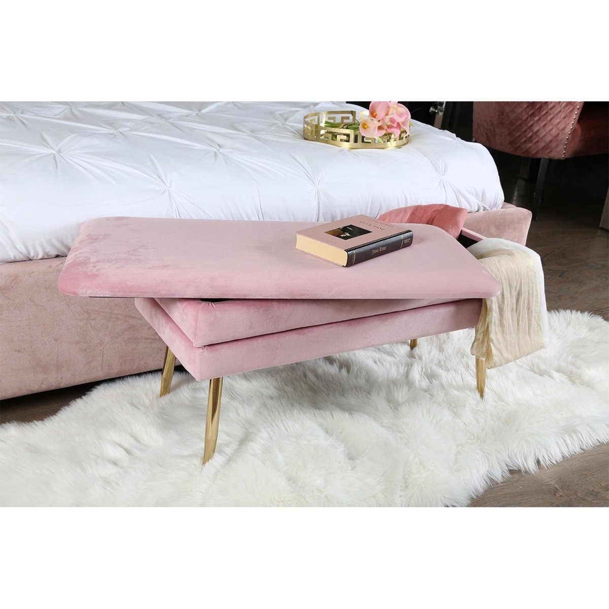 Rose Pink & Gold Storage Bench Rose - Bonnypack