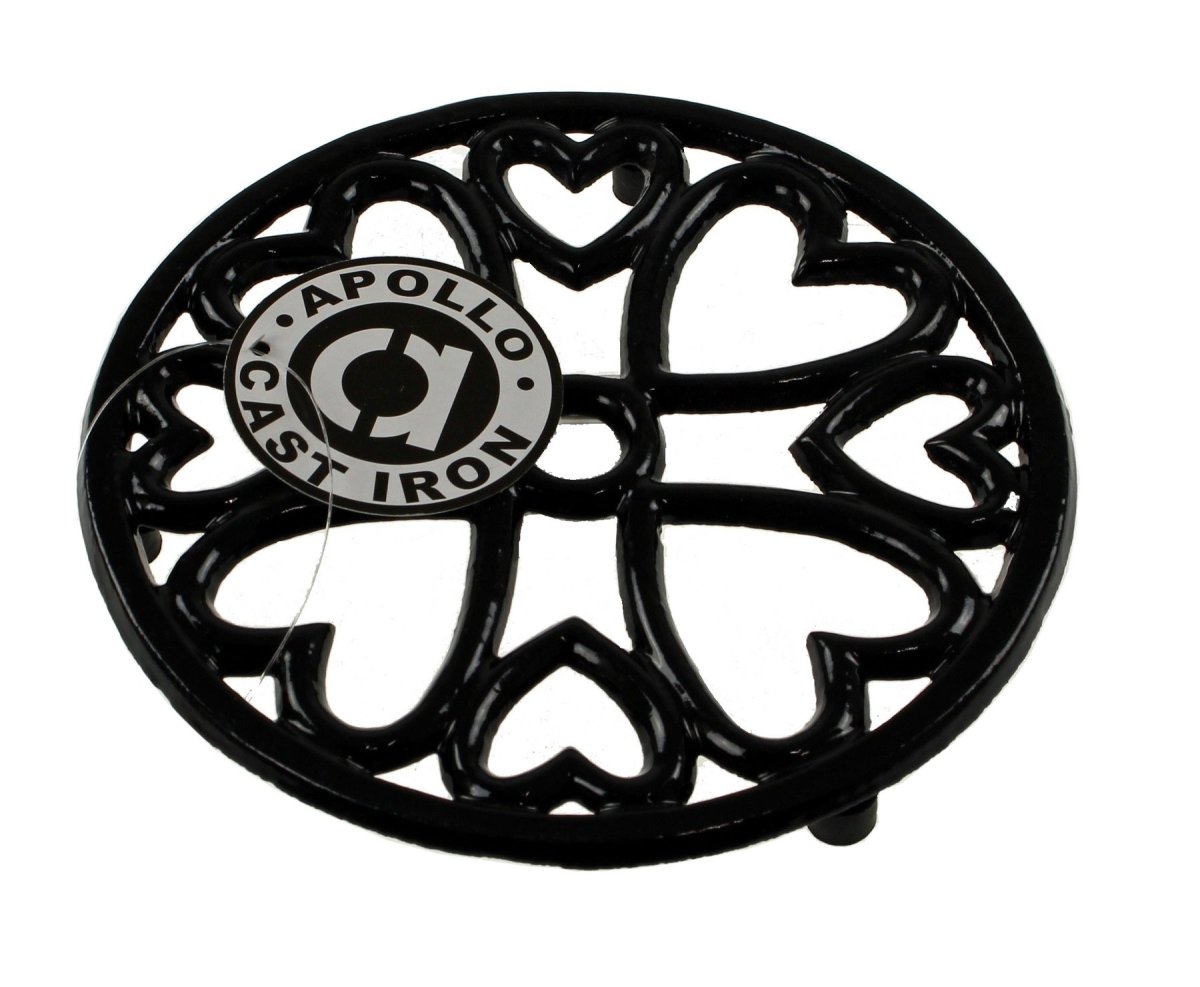 Round Kitchen Cast Iron Pot Stand Trivet Casserole Holder Black - Bonnypack