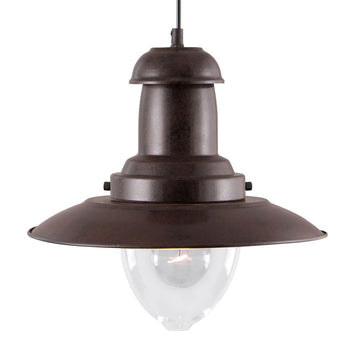 Rustic Brown Fisherman Style Pendant Lamp With Clear Glass Shade - Bonnypack