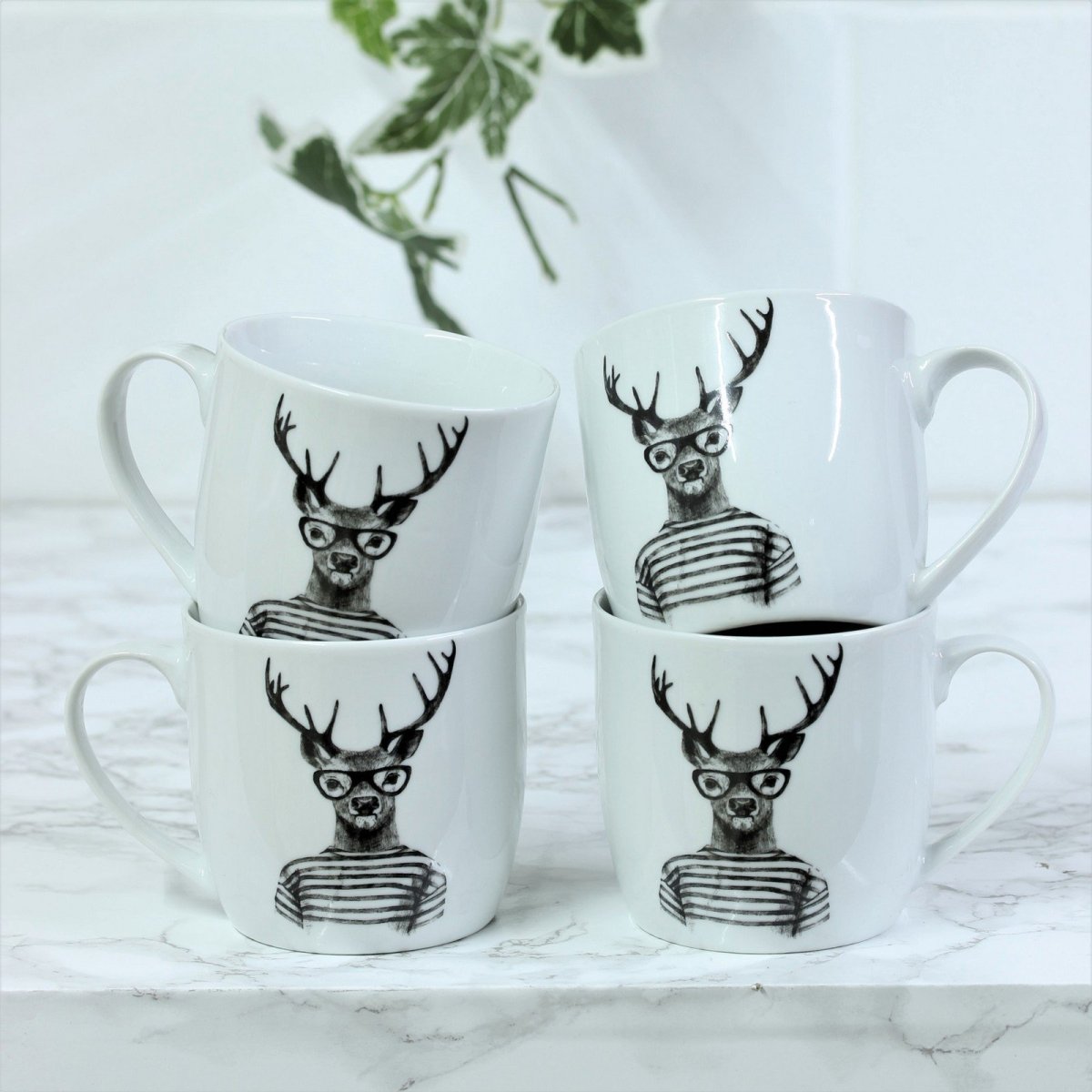 Sabichi 4 Piece Mug Set Porcelain Tea Coffee Mugs Cups - Bonnypack