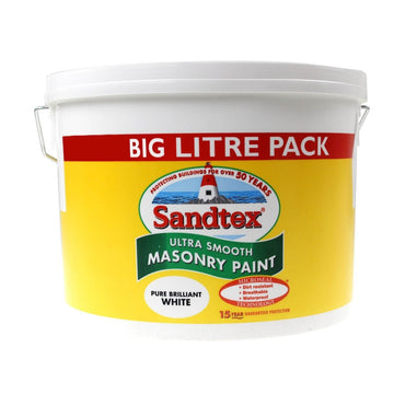 Sandtex Ultra Smooth Masonry Paint - 10L Pure Brilliant White - Bonnypack