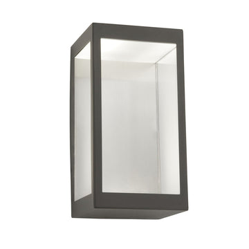 Searchlight Box Outdoor LED Wall Light Dark Grey/Clear