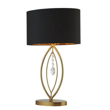 Searchlight Crown Gold Table Lamp Black Oval Shade Gold Interior Shade - Bonnypack