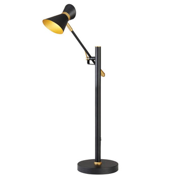 Searchlight Diablo LED Matt Black/Gold Adjustable Reading Desk Table Lamp Light - Bonnypack
