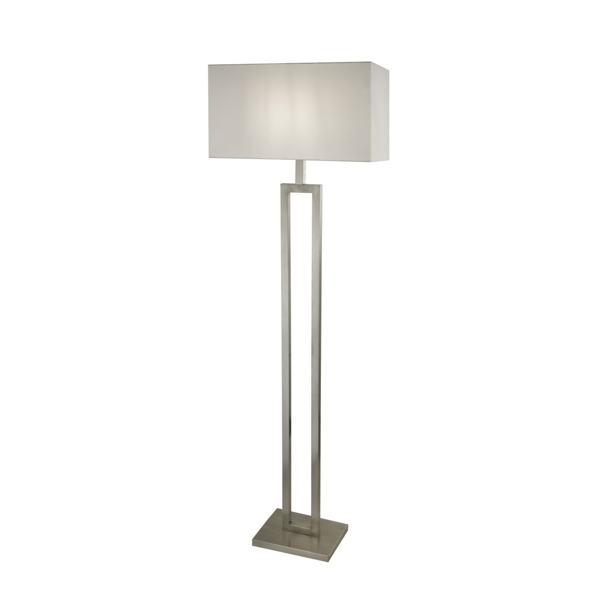 Searchlight Floor Lamp Satin Silver With White Shade - Bonnypack