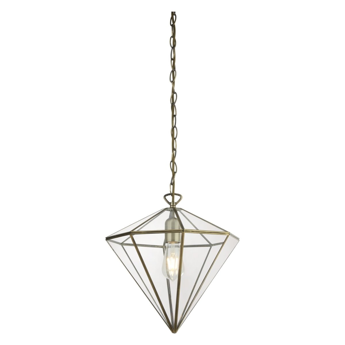 Searchlight Lantern 1 Light Terrarium Diamond Shaped Pendant Ab - Bonnypack