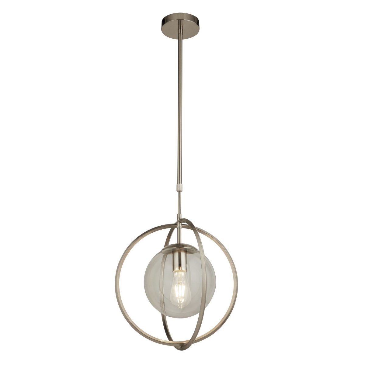 Searchlight Pendant 1 Light Satin Silver And Clear - Bonnypack