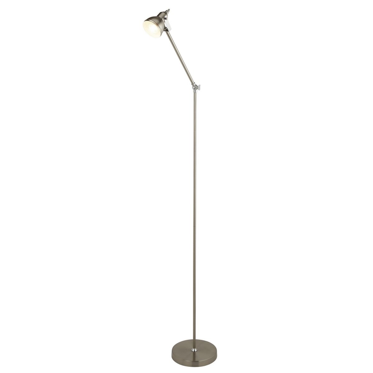 Searchlight Satin Silver Adjustable Focus LED Floor Standard Standing Lamp Light - Bonnypack