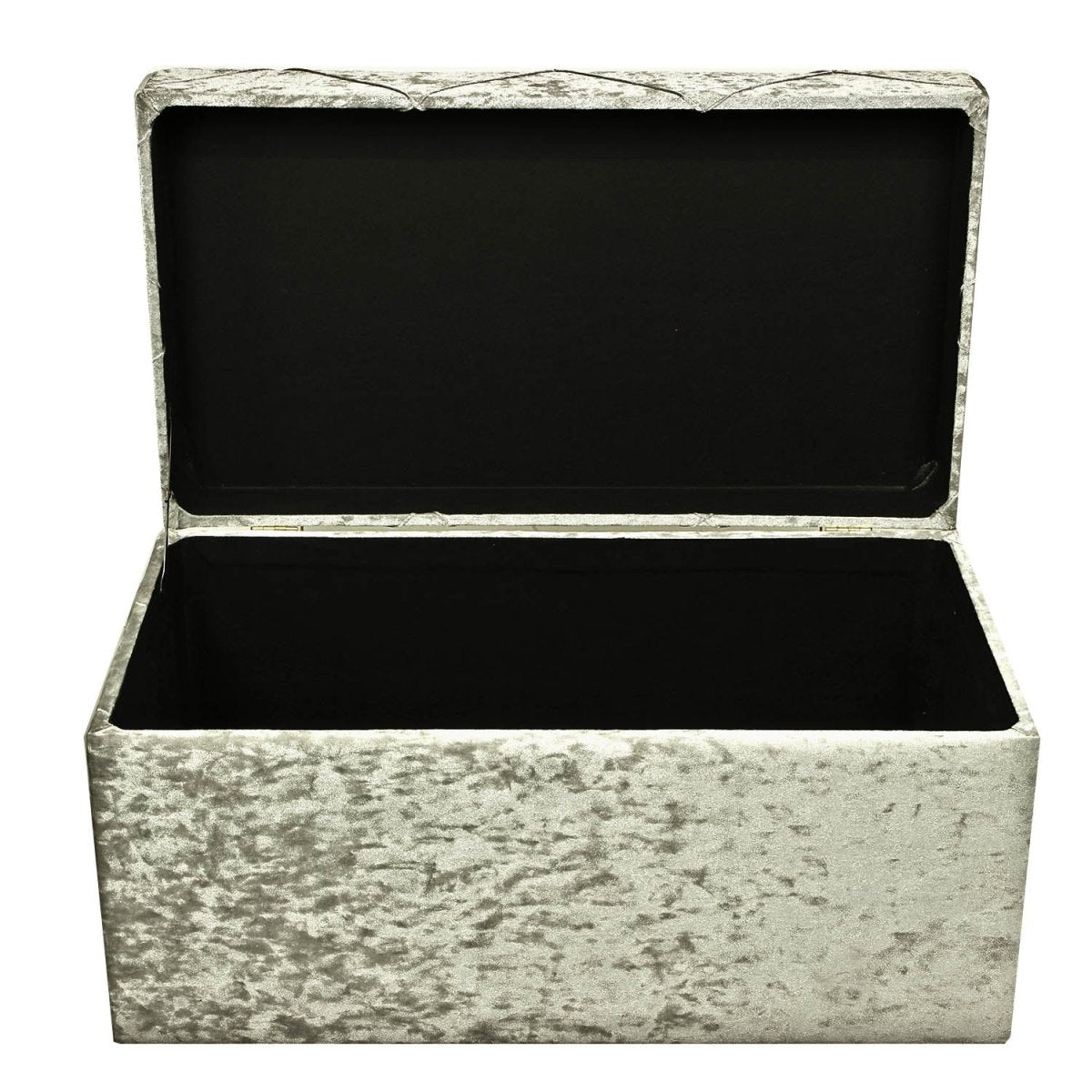 Set Of 3 Silver Velvet Storage Ottoman - Bonnypack