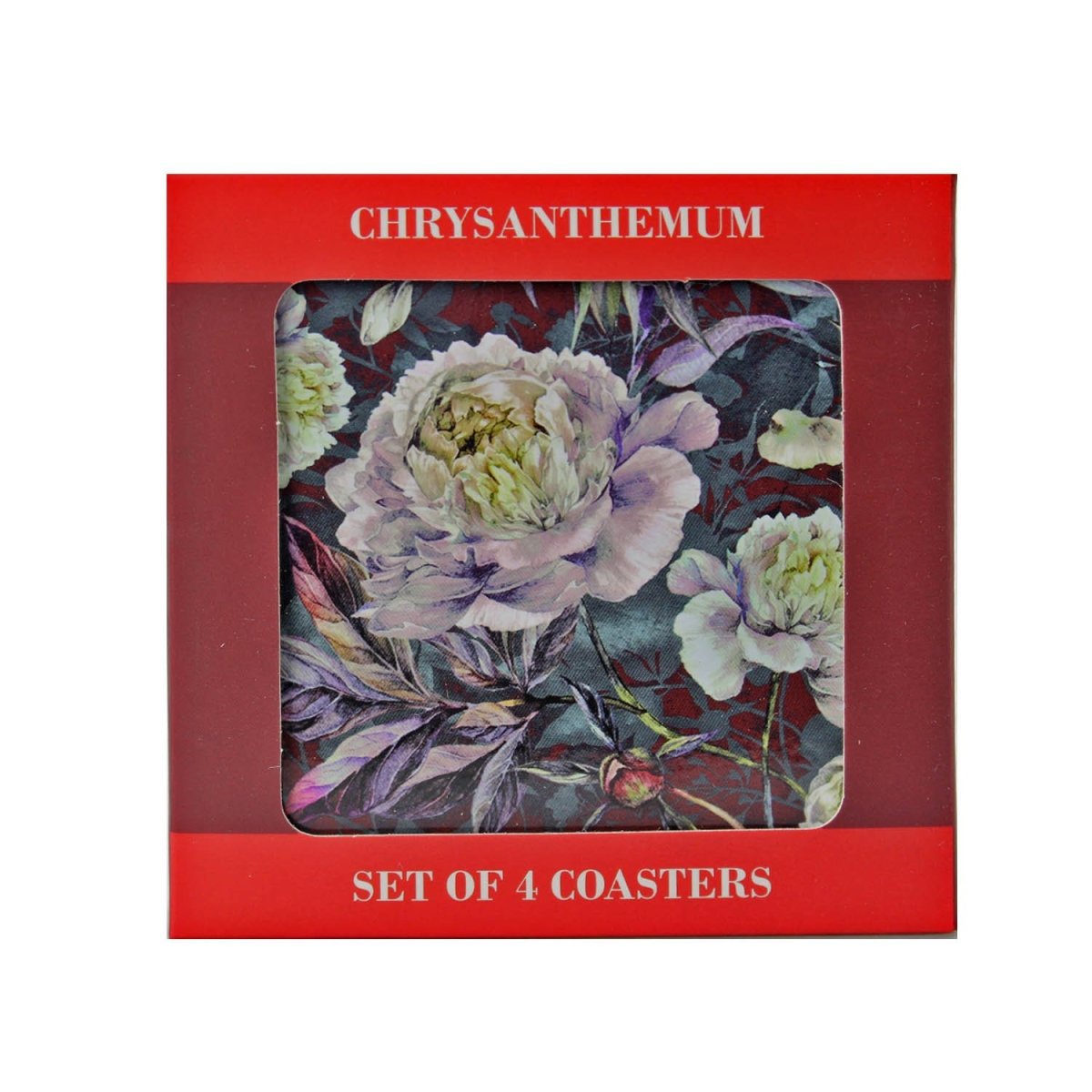Set of 4 Chrysanthemum Vintage Square Coasters Cork Back - Bonnypack