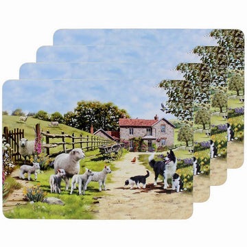 Set of 4 Collie & Sheep Design Placemats - Bonnypack