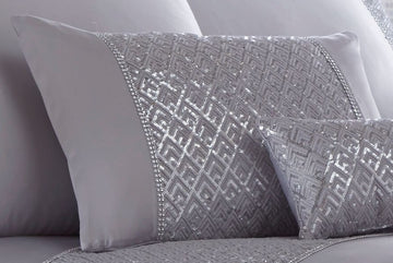 Sequin Diamante Filled Boudoir Cushion - Shimmer Silver Grey