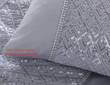 Sequin Diamante Filled Boudoir Cushion - Shimmer White