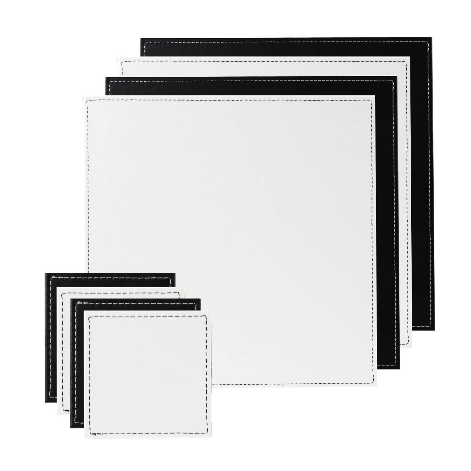 8pc Set of Black & White Reversible Placemats and Coasters