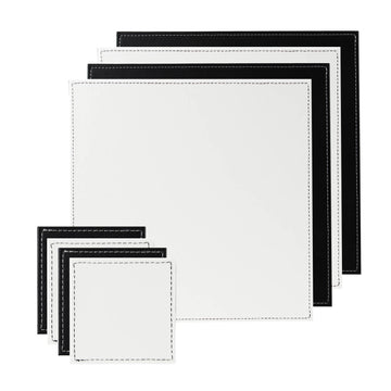 8pc Set of Black & White Reversible Placemats and Coasters