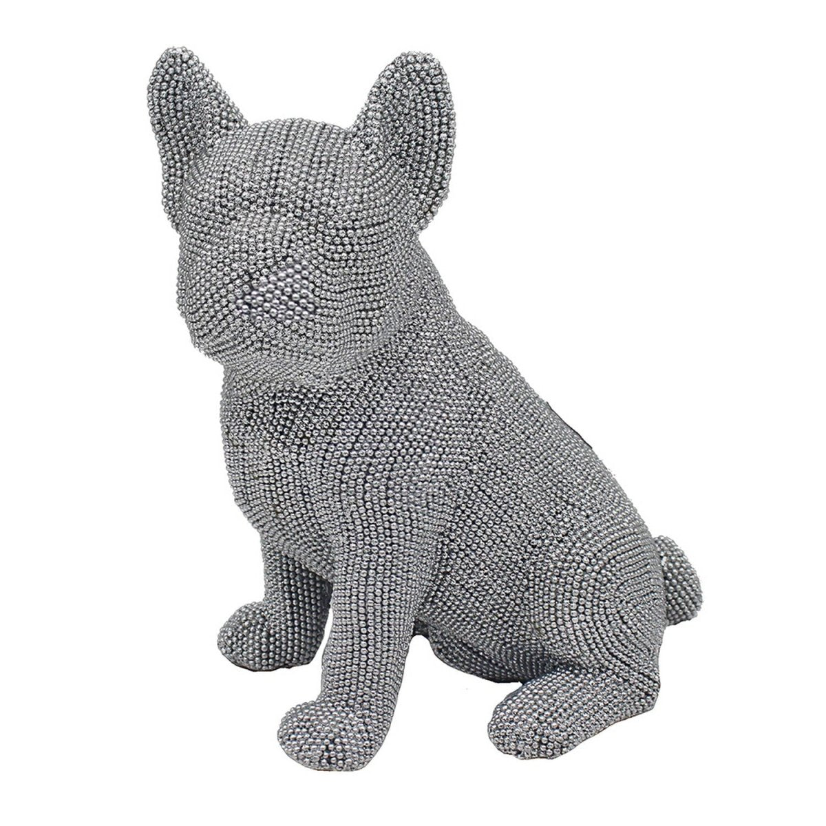 Silver Art Diamante Sitting Frenchie Dog Figurine Ornament - Bonnypack