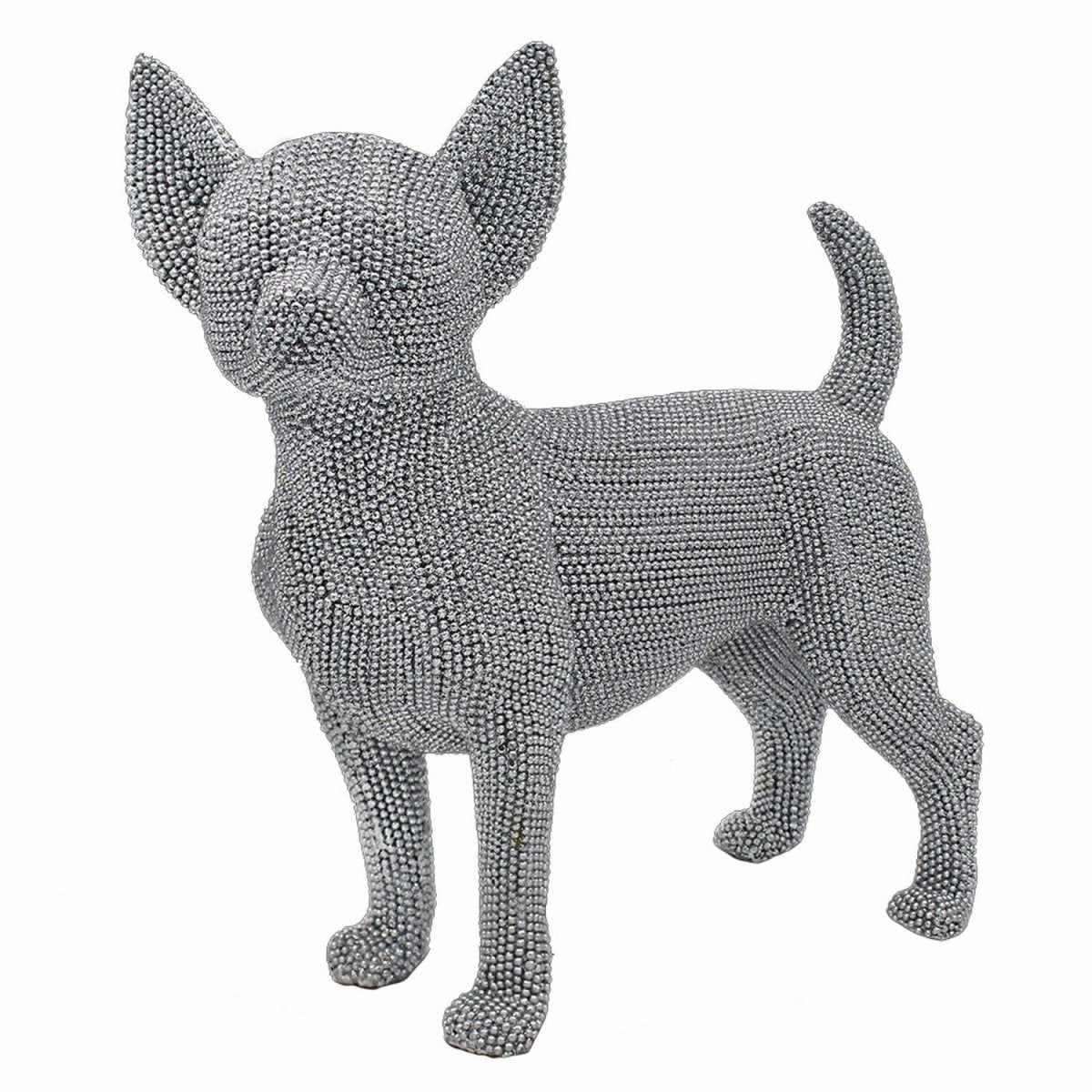 Silver Art Diamante Standing Chihuahua Figurine Ornament - Bonnypack