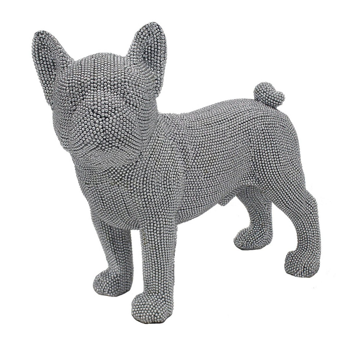 Silver Art Diamante Standing Frenchie Dog Figurine Ornament - Bonnypack