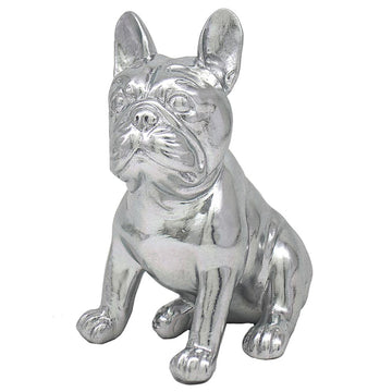 Silver Art Resin Sitting French Bulldog Dog Home Ornament