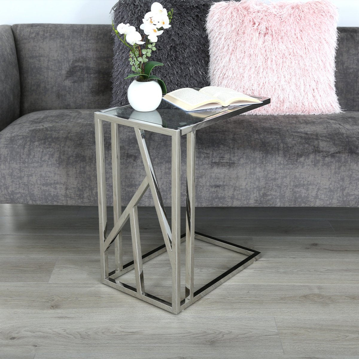 Silver C-Shaped Sofa Table - Bonnypack