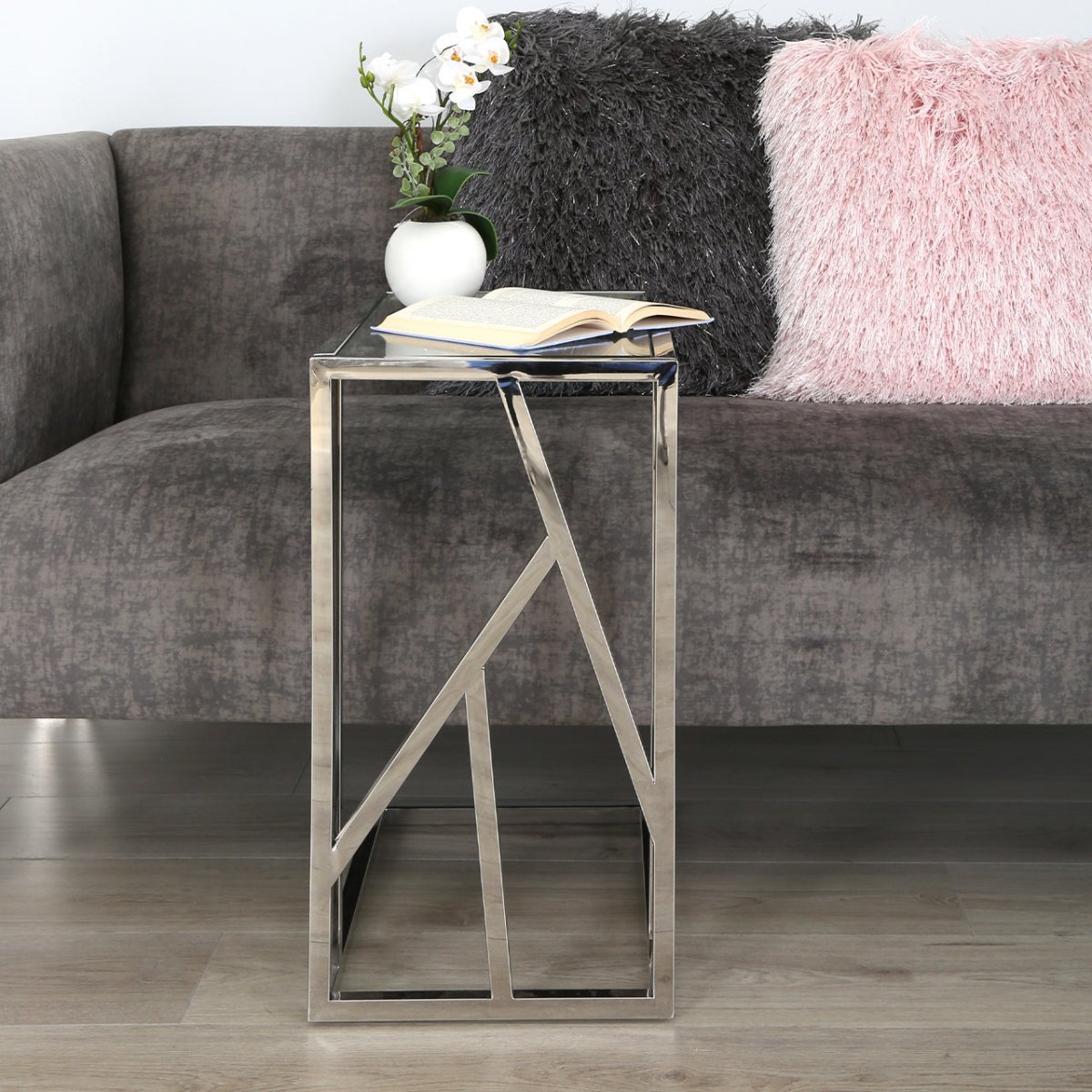 Silver C-Shaped Sofa Table - Bonnypack