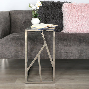 Silver C-Shaped Sofa Table