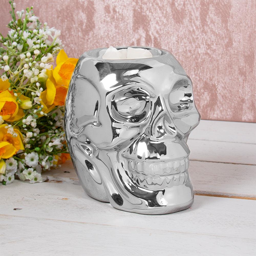 Skull Wax Warmer Silver Ceramic Burner - Bonnypack