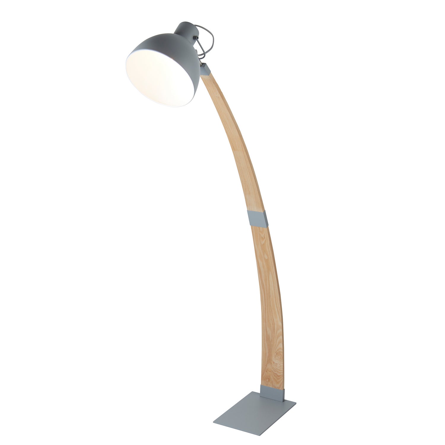 Nanna Ash Wood Matt Grey Standing Standard Arc Floor Lamp Home Light - Bonnypack