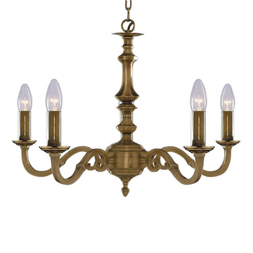 5 Lights Brass Candle Fitting Ceiling Fitting Pendant Chandelier